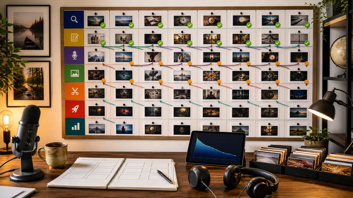 Thirty-day faceless channel content plan with research scripting production publishing and analytics batches