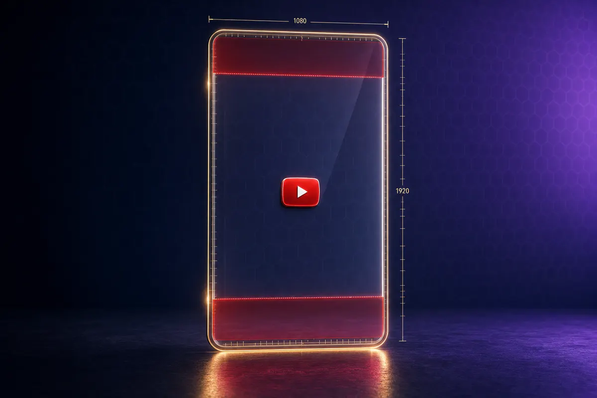 9:16 vertical phone frame showing safe zones for captions and CTAs