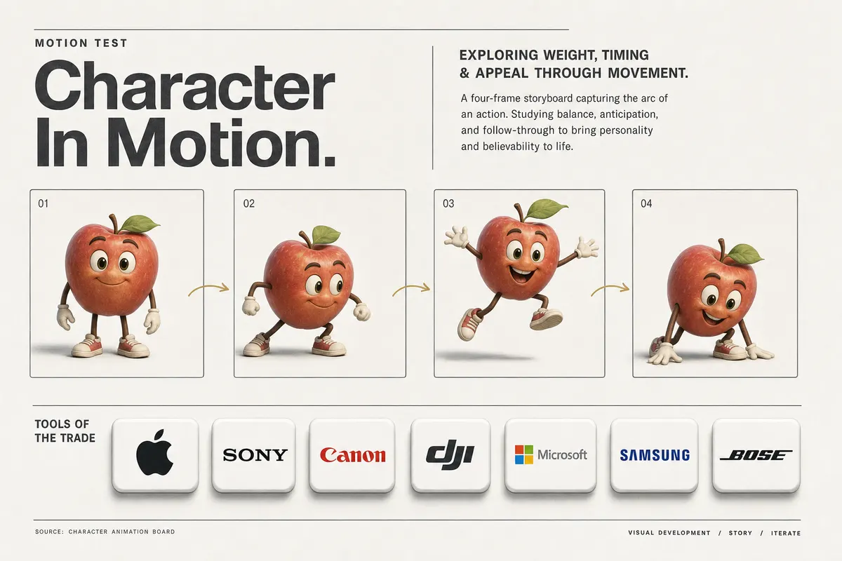 Frame-grid showing the same still — sunlit kitchen with two anthropomorphic fruit characters — animated by nine different AI image-to-video models, side-by-side comparison