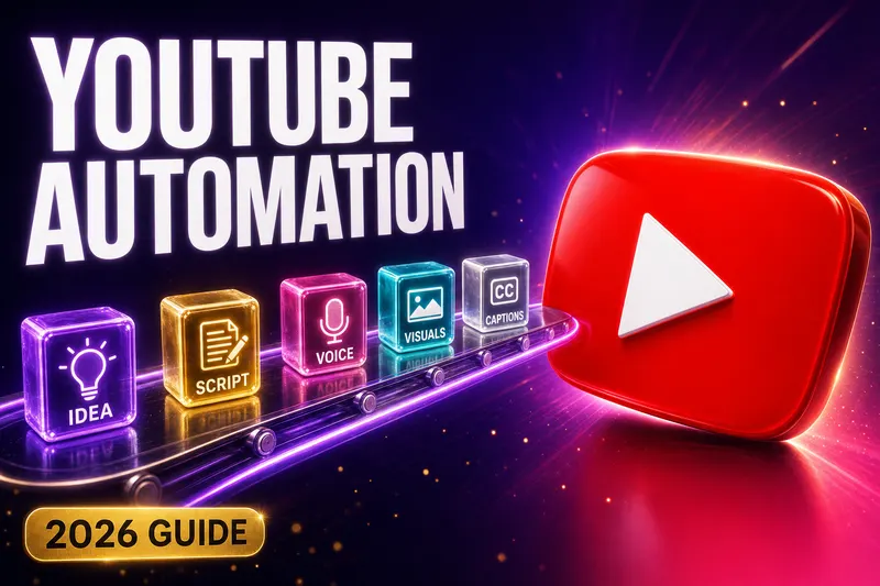 Editorial illustration of a calm operator console turning a single idea into a steady stream of finished YouTube videos